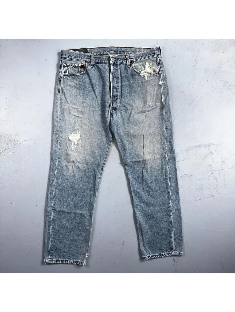 Levis 501 Vintage 90s XX Straight Leg Mexico Jeans 36x29 Light Wash Act 35x28
